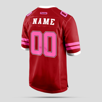 Custom Street Fashion Red, Light Pink, and White Football Jersey – Personalized for Trendy Performance