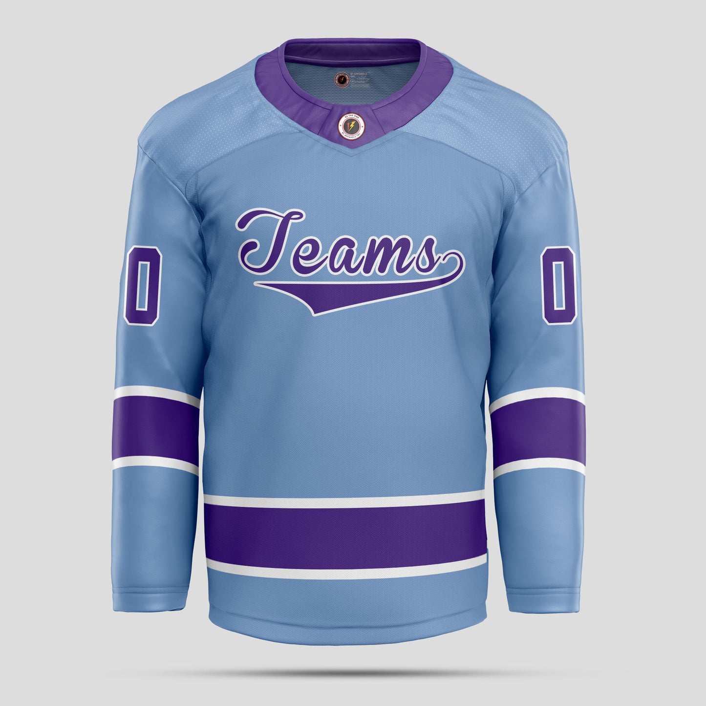 Custom Street Style Light Blue, Purple, and White Hockey Jersey – Trendy & Personalized