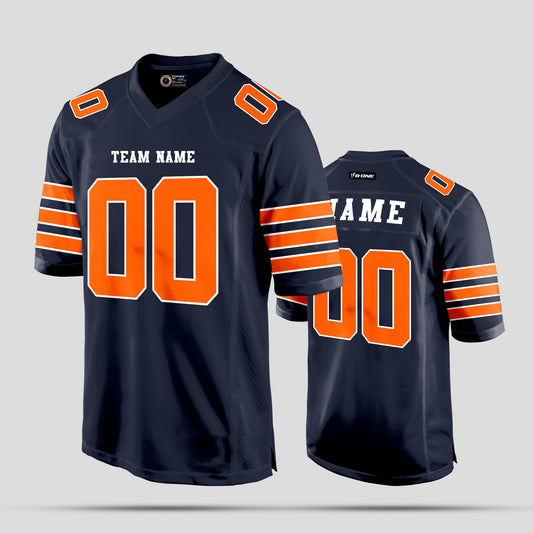 Custom Street Quality Navy Blue and Orange Football Jersey – Premium Personalized Sportswear