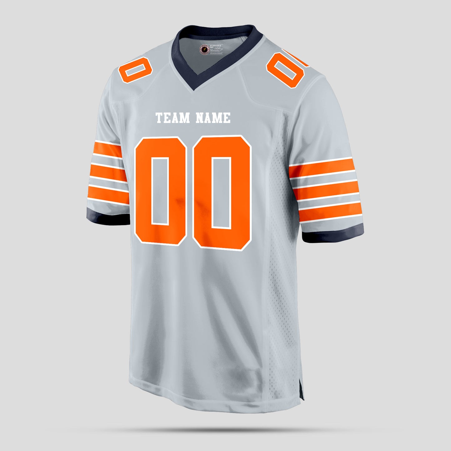 Custom Street Quality Silver, Orange, and Blue Football Jersey – Premium Personalized Sportswear