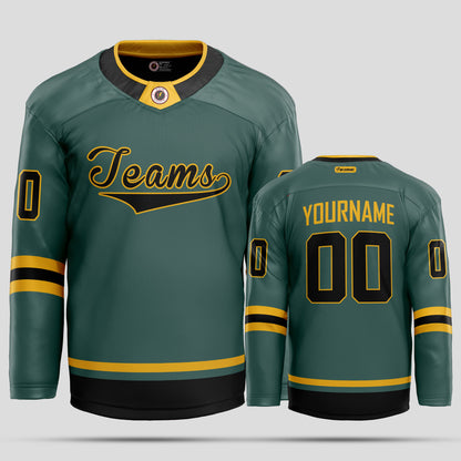 Custom Black & Green Streetwear Hockey Jersey