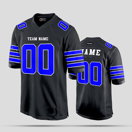 Custom Streetwear Black and Light Blue Football Jersey – High-Quality Urban Style