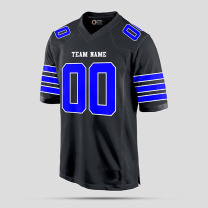 Custom Streetwear Black and Light Blue Football Jersey – High-Quality Urban Style