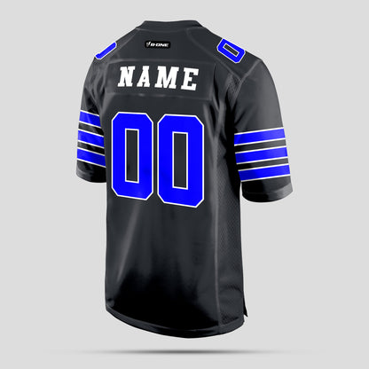 Custom Streetwear Black and Light Blue Football Jersey – High-Quality Urban Style