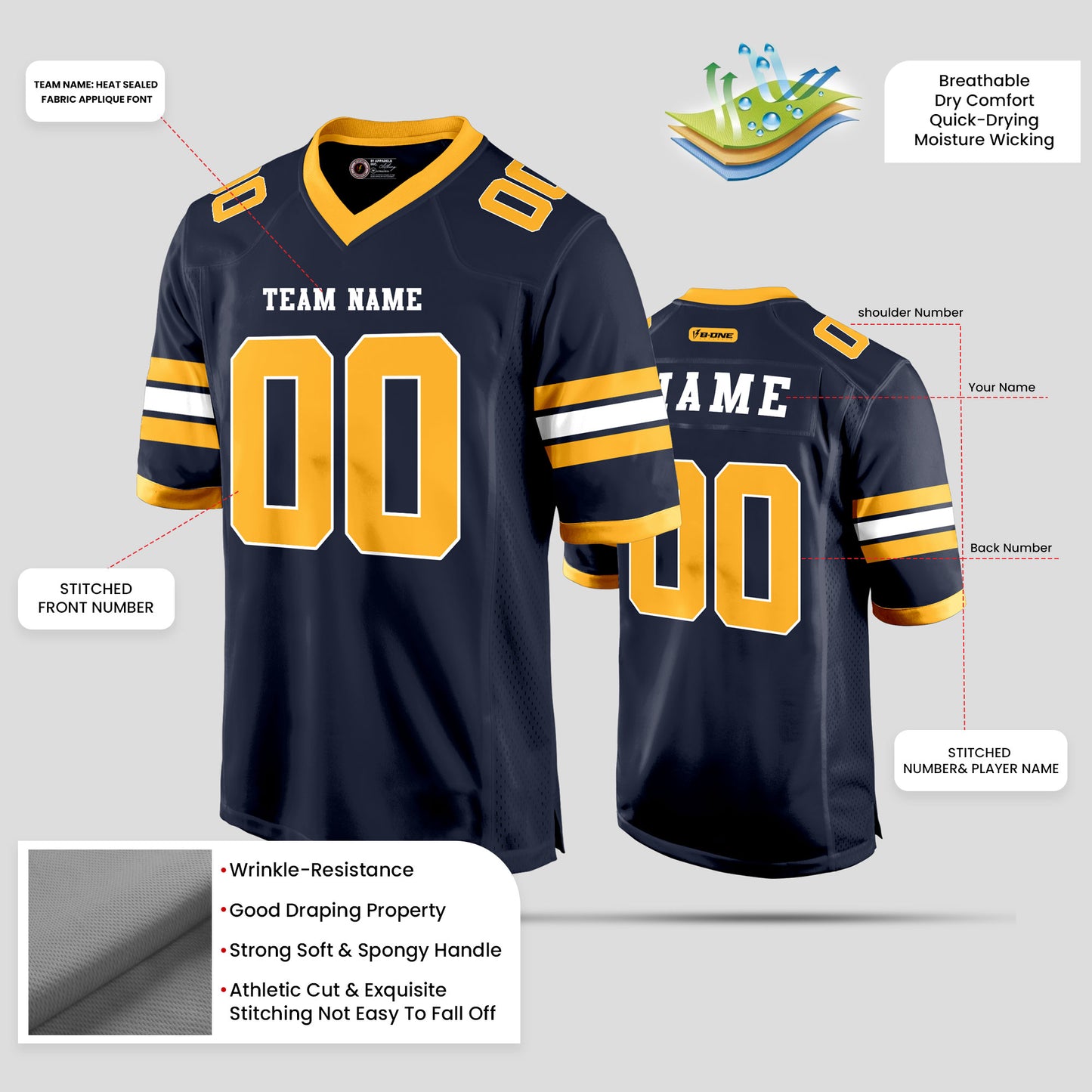 Custom Streetwear Black, Yellow, and White Football Jersey – High-Quality Urban Sports Style