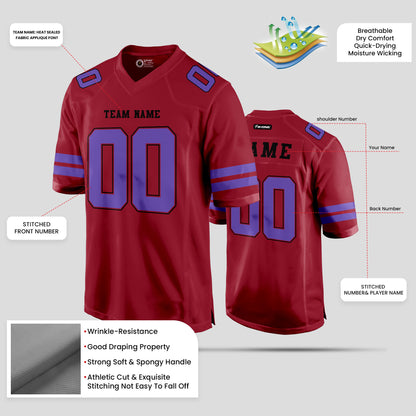 Custom Cardinal Authentic Streetwear Football Jersey with Personalized Team Name