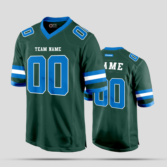 Custom Street Wear Green, Light Blue, and White Football Jersey with Personalized Design