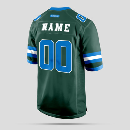 Custom Street Wear Green, Light Blue, and White Football Jersey with Personalized Design