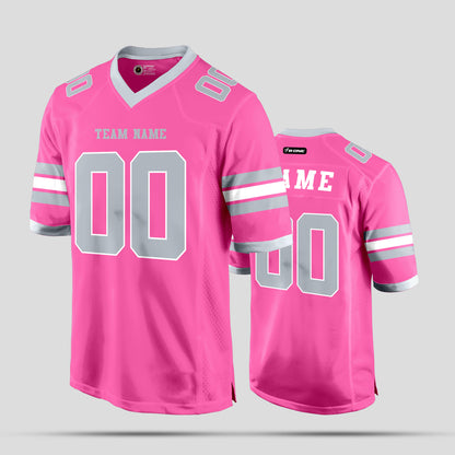 Custom Street-Wear Light Pink and Grey Football Jersey – Personalized for Trendy Comfort