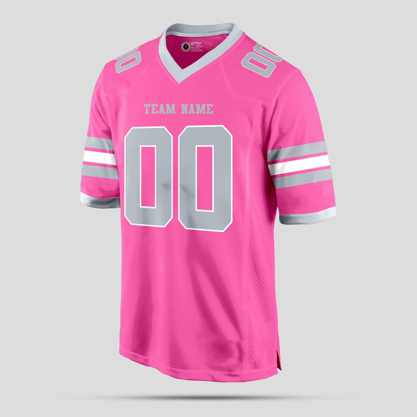 Custom Street-Wear Light Pink and Grey Football Jersey – Personalized for Trendy Comfort