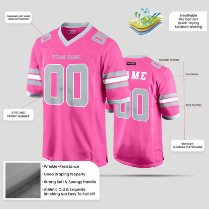 Custom Street-Wear Light Pink and Grey Football Jersey – Personalized for Trendy Comfort