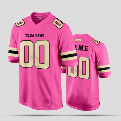 Custom Street-Wear Light Pink and Old Gold Football Jersey – Personalized for Style and Comfort