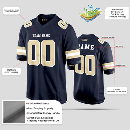 Custom Street Wear Navy Blue and Old Gold Football Jersey – Premium Urban Style