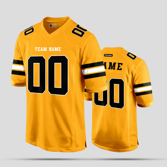 Custom Street Wear Old Gold and Black Football Jersey with Personalized Design