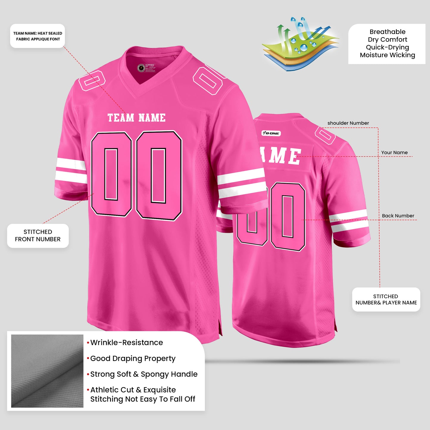 Custom Street-Wear Quality Light Pink and White Football Jersey – Personalized for Style and Performance