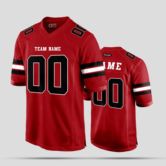 Custom Street Wear Red, Black, and White Football Jersey – Stylish & Personalized