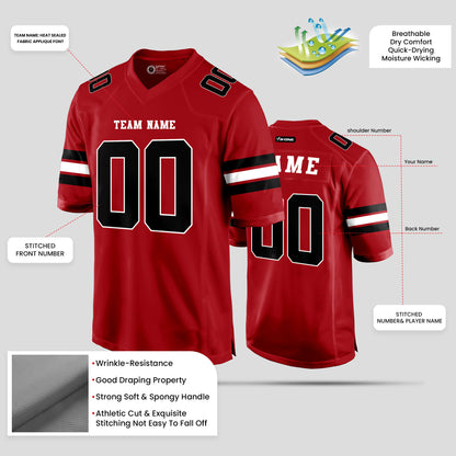 Custom Street Wear Red, Black, and White Football Jersey – Stylish & Personalized