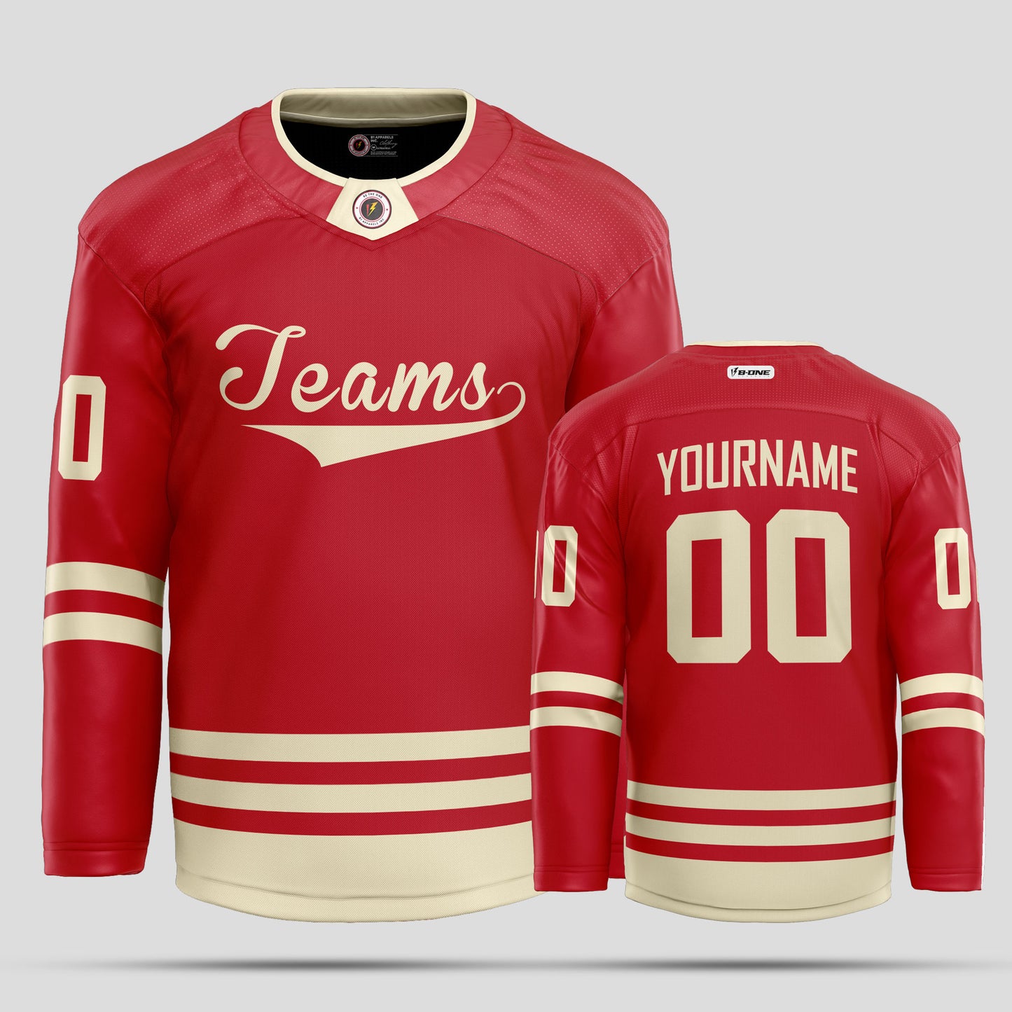 Custom Streetwear Red and Old Gold Hockey Jersey – Bold & Stylish Design