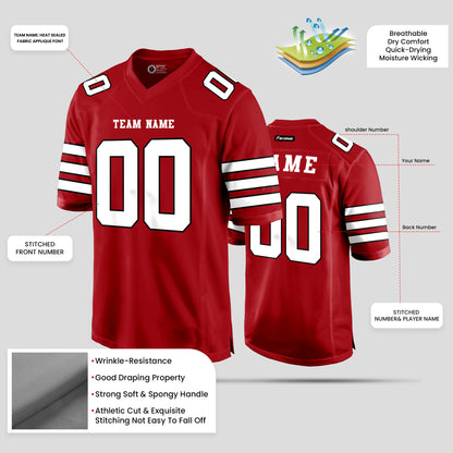 Custom Street Wear Authentic Red and White Football Jersey – Personalized for Trendy Performance