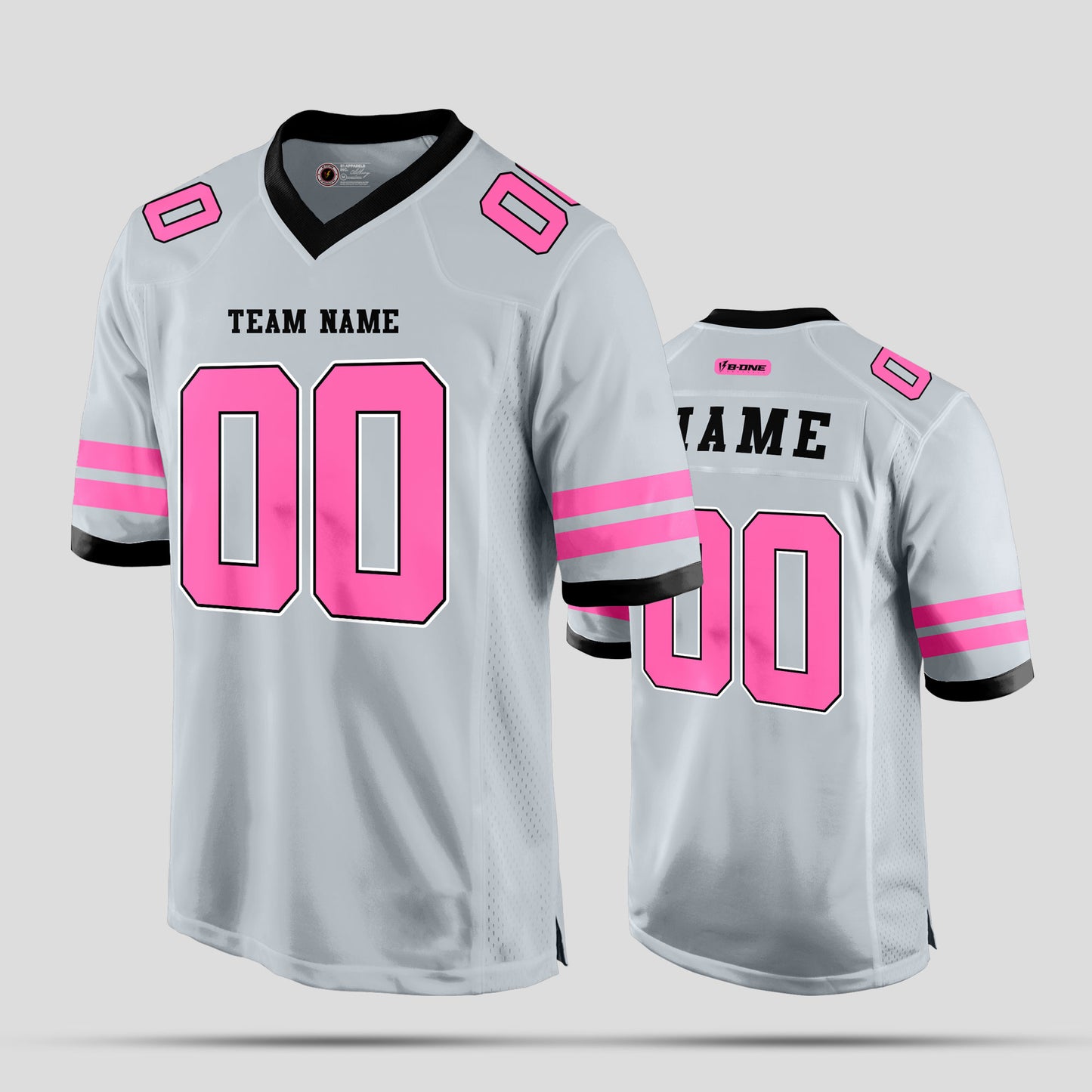 Custom Street Wear Silver and Pink Football Jersey – Trendy and Personalized Sports Apparel