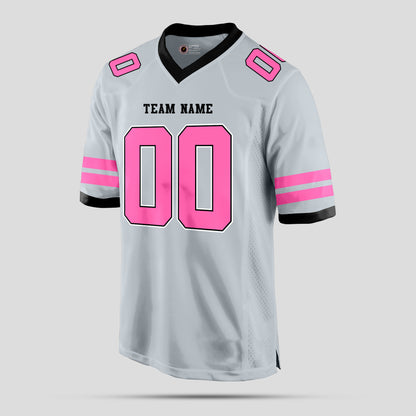 Custom Street Wear Silver and Pink Football Jersey – Trendy and Personalized Sports Apparel