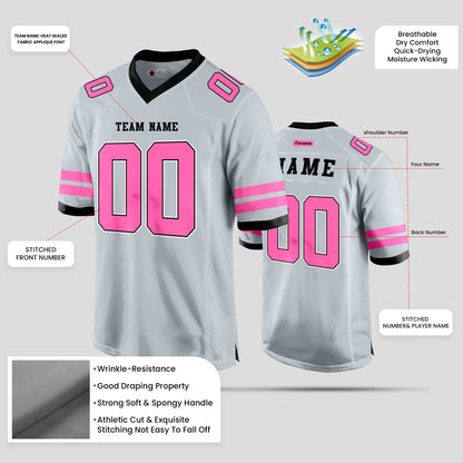 Custom Street Wear Silver and Pink Football Jersey – Trendy and Personalized Sports Apparel