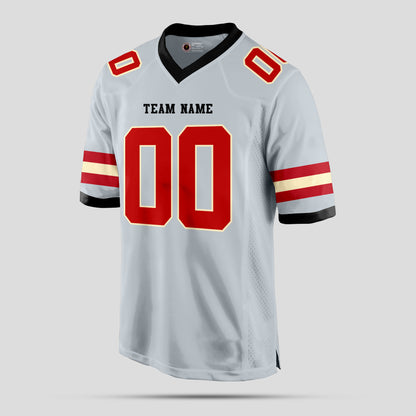 Custom Street Wear Silver and Red Football Jersey – Trendy Personalized Sportswear