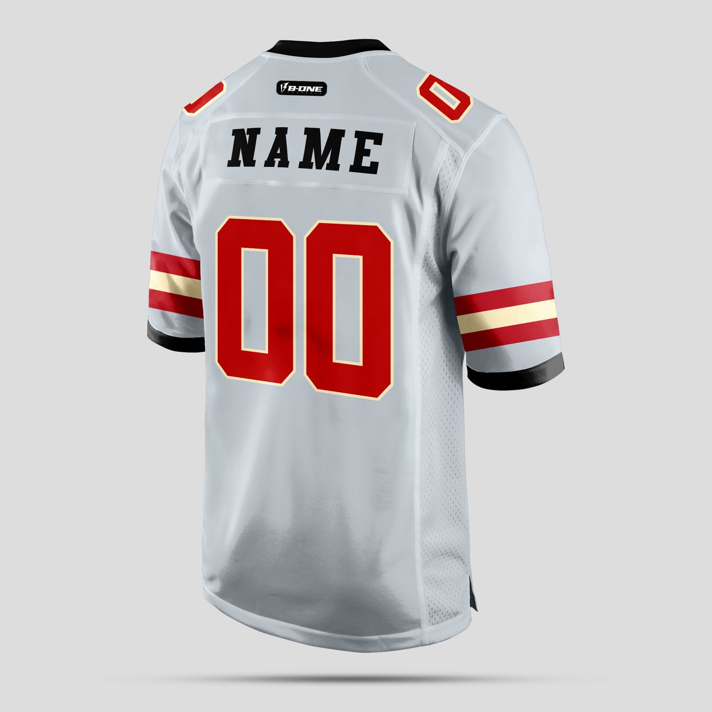 Custom Street Wear Silver and Red Football Jersey – Trendy Personalized Sportswear