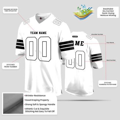 Custom Street Wear White and Black Football Jersey – Trendy Personalized Sportswear