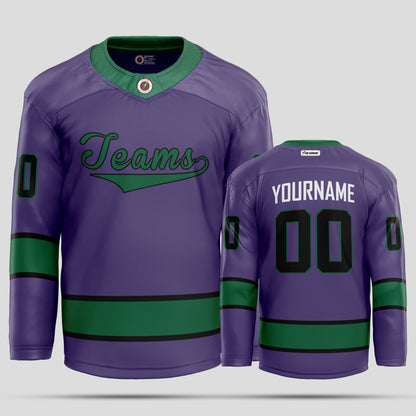 Custom Teal, Navy, and Purple Hockey Jersey - Premium Personalized Team Uniform