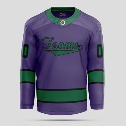 Custom Teal, Navy, and Purple Hockey Jersey - Premium Personalized Team Uniform