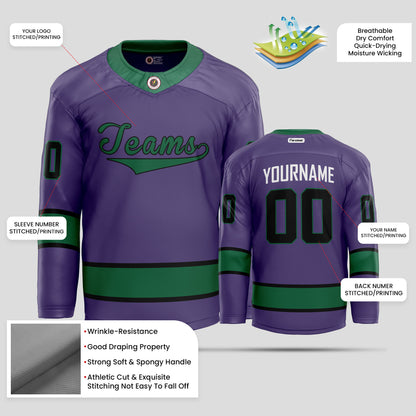 Custom Teal, Navy, and Purple Hockey Jersey - Premium Personalized Team Uniform