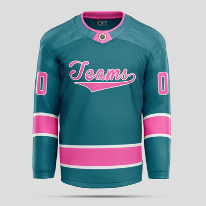 Custom Teal & Pink Authentic Hockey Jersey