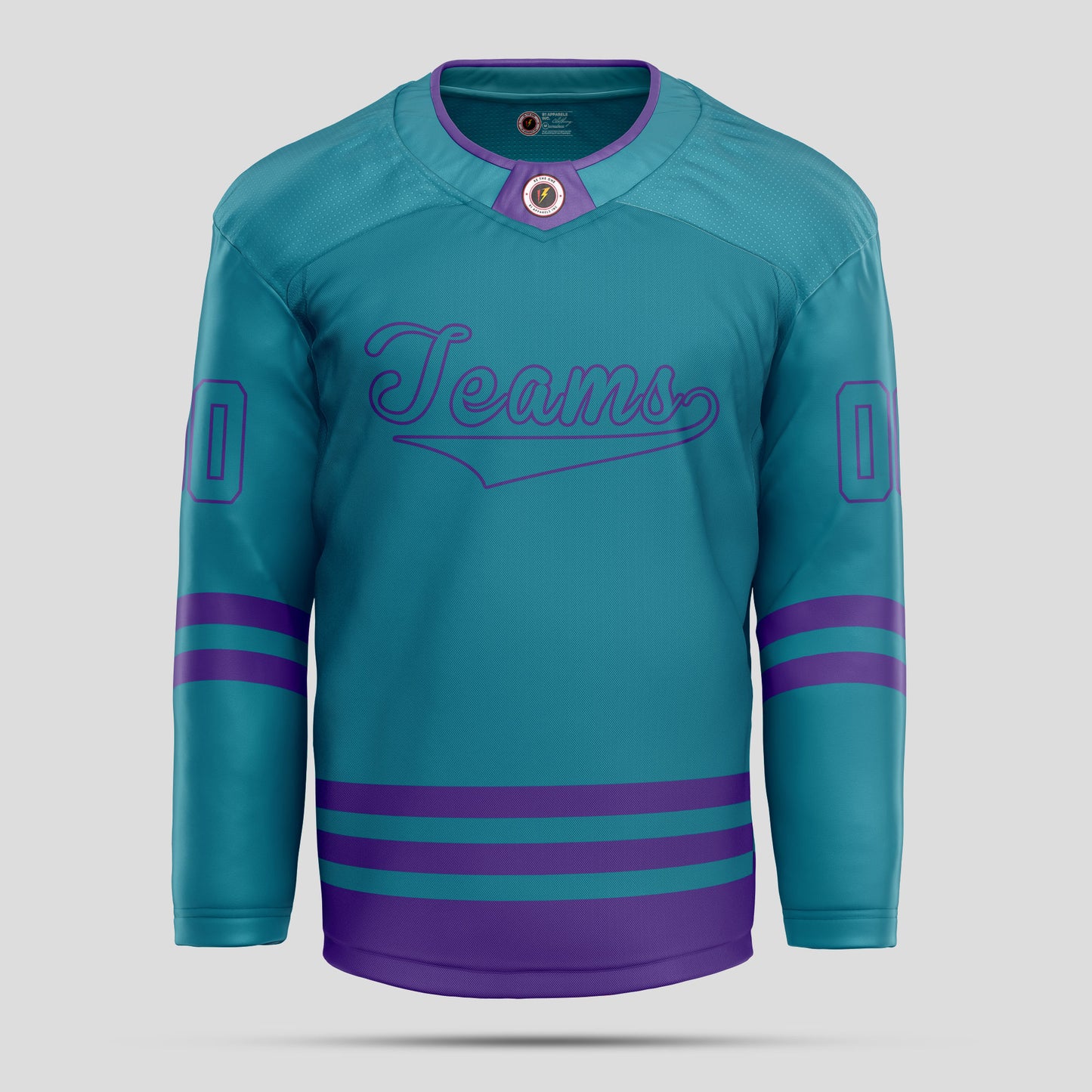 Custom Teal & Purple Authentic Hockey Jersey