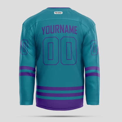 Custom Teal & Purple Authentic Hockey Jersey