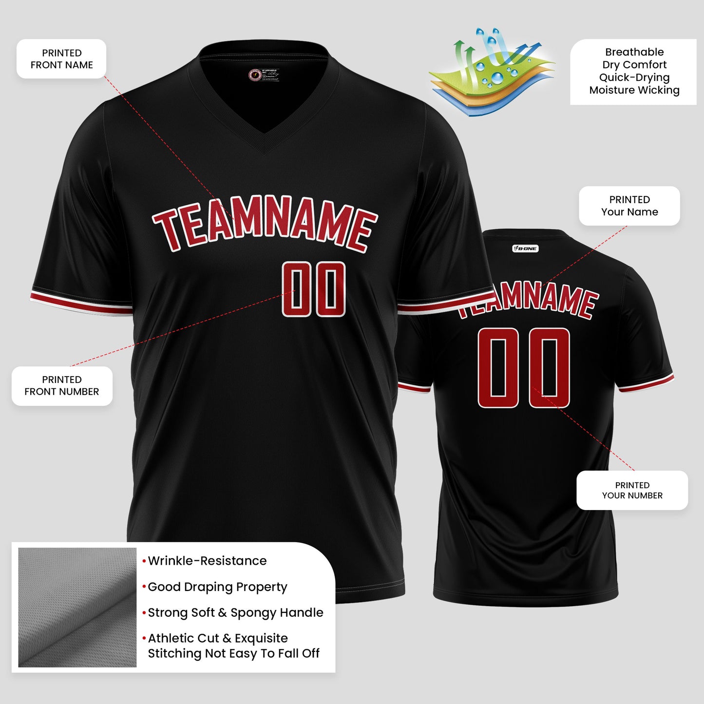 Custom Black and Red Performance Team Shirts – Wholesale & Custom Designs