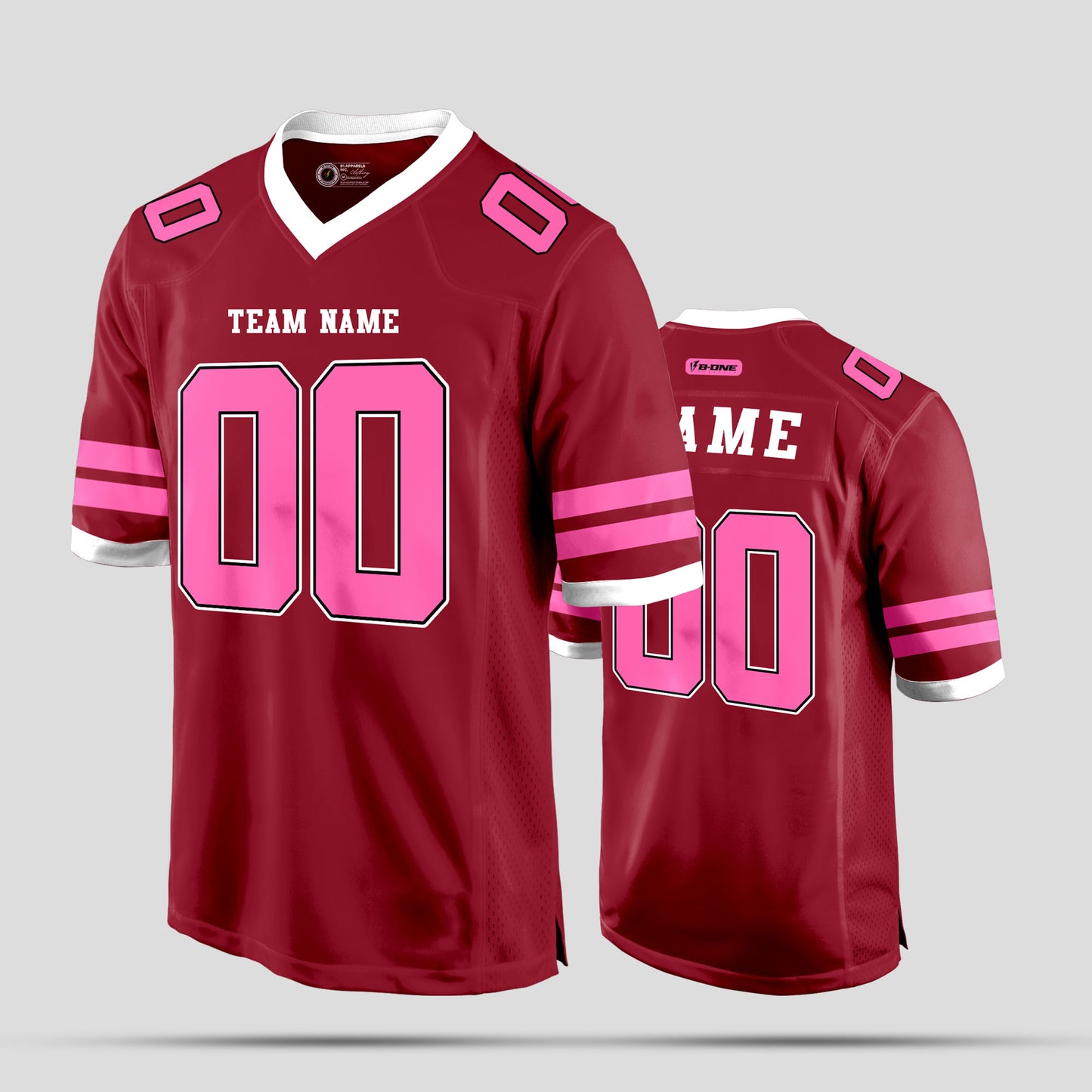 Custom Cardinal Light Pink Football Jersey with Personalized Team Name