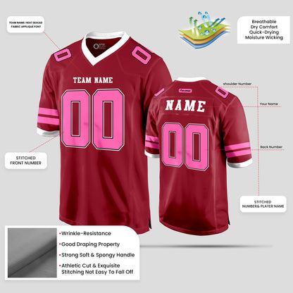 Custom Cardinal Light Pink Football Jersey with Personalized Team Name