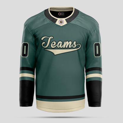 Custom Team Club Black, Gold, & Green Hockey Jersey with OLG Personalization