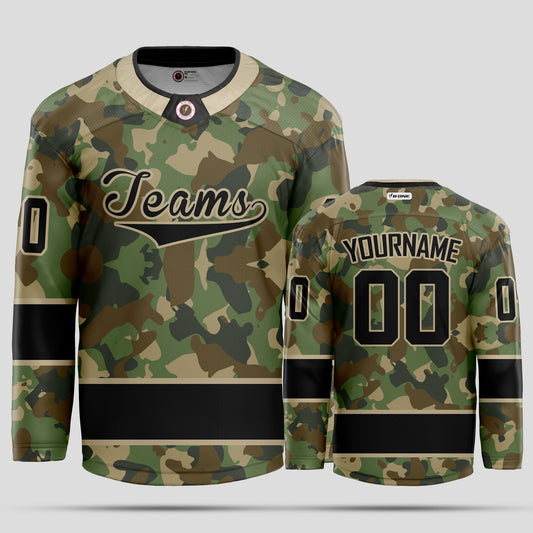 Custom Team Club Black Camo Hockey Jersey - Personalized & Elite