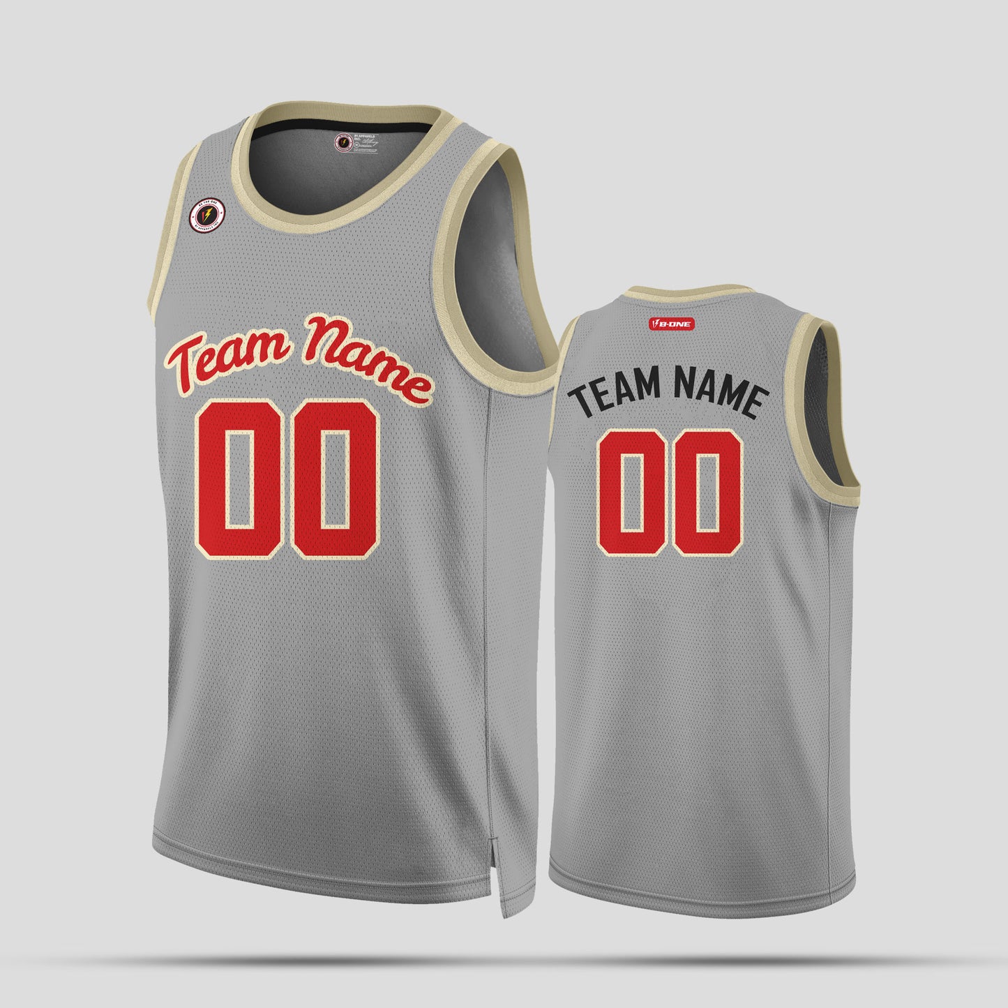 Custom Team Club Gray, Red, and Black Authentic Rib Knit Basketball Jersey