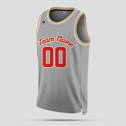 Custom Team Club Gray, Red, and Black Authentic Rib Knit Basketball Jersey