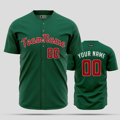 Custom Team Club Kelly Green Red Baseball Jersey - Elite Performance Gear