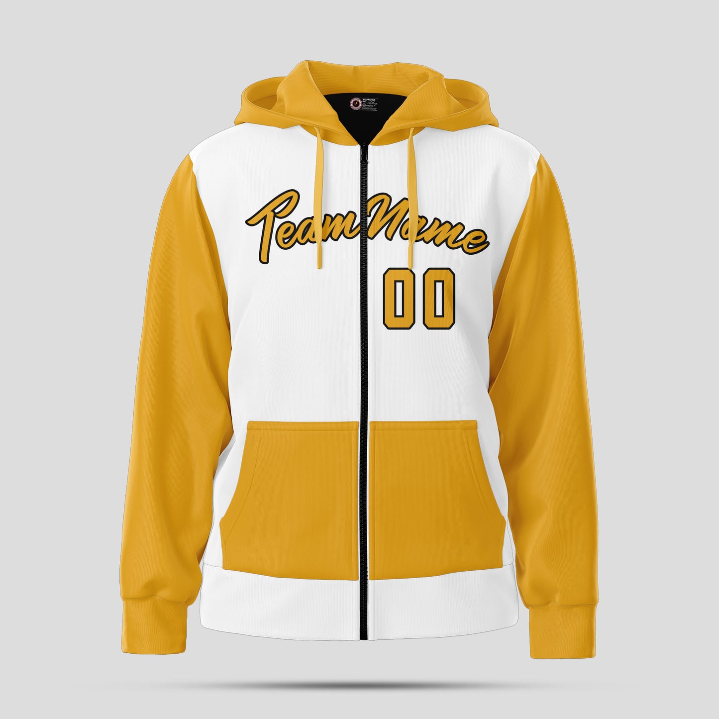 Custom Team Club Name White and Yellow Pullover Sweatshirts Hoodie