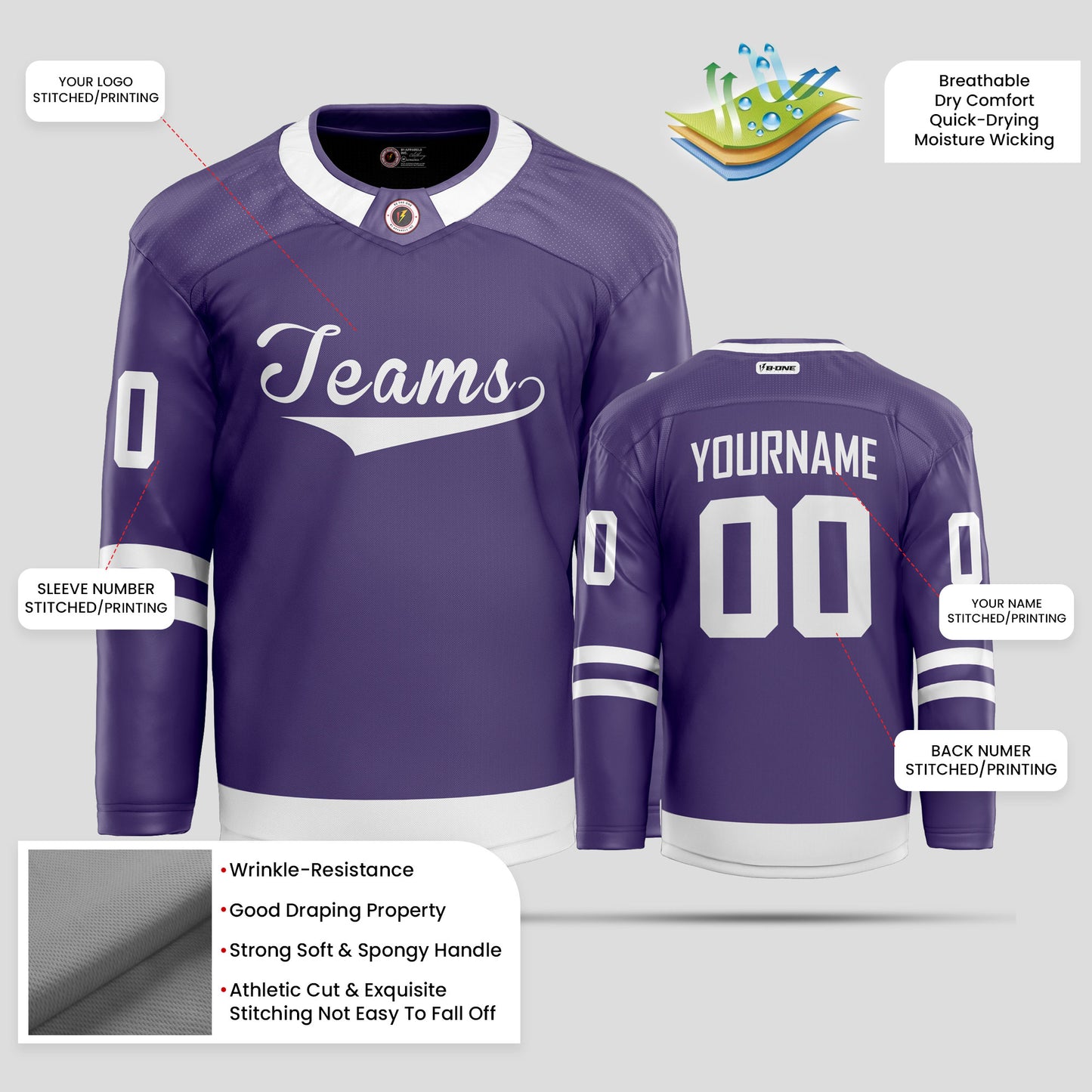 Custom Navy and White Team Club Hockey Jersey - Premium Personalized Uniform