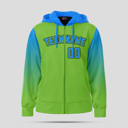 Custom Team Club Neon Green and Blue Pullover Hoodie Sweatshirt