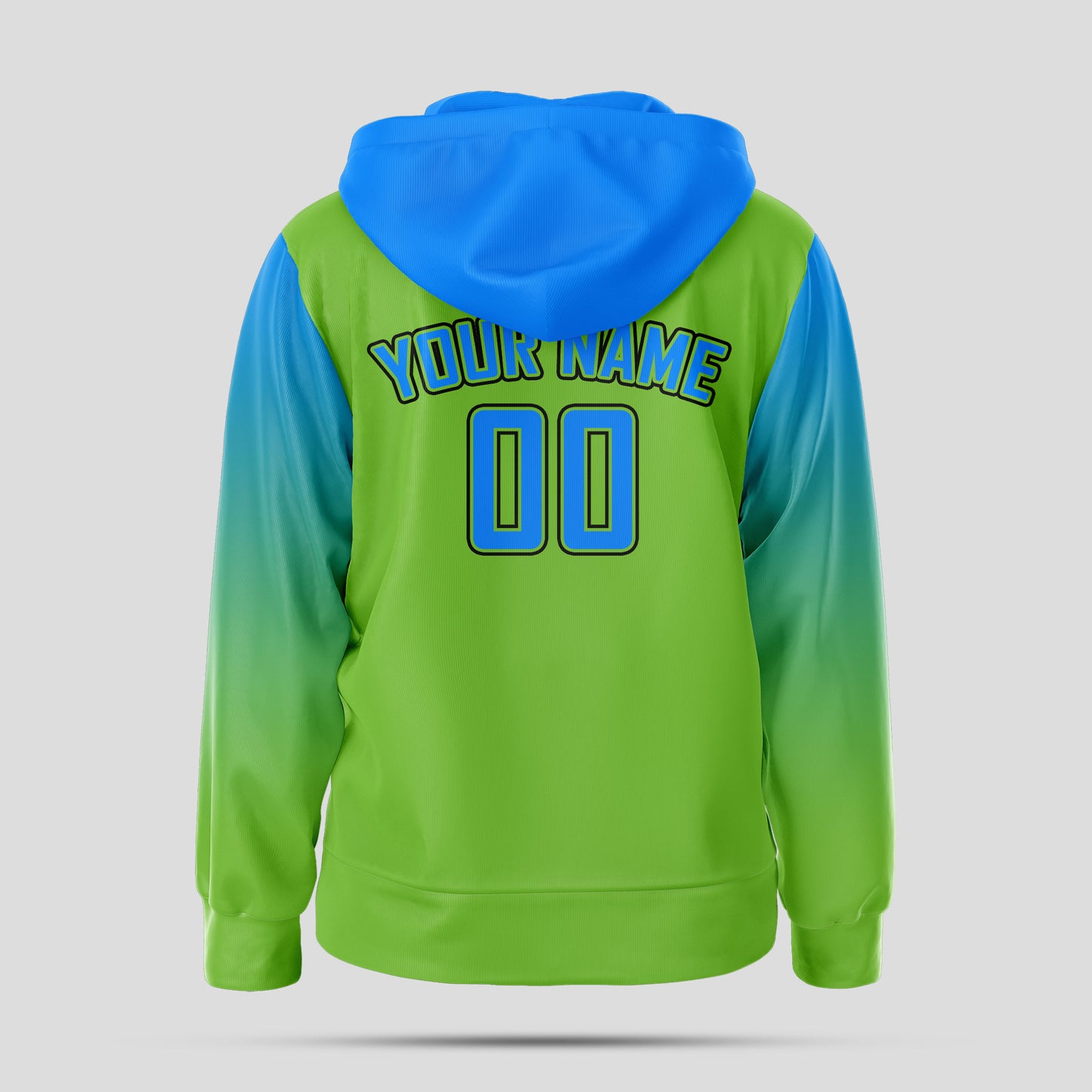 Custom Team Club Neon Green and Blue Pullover Hoodie Sweatshirt