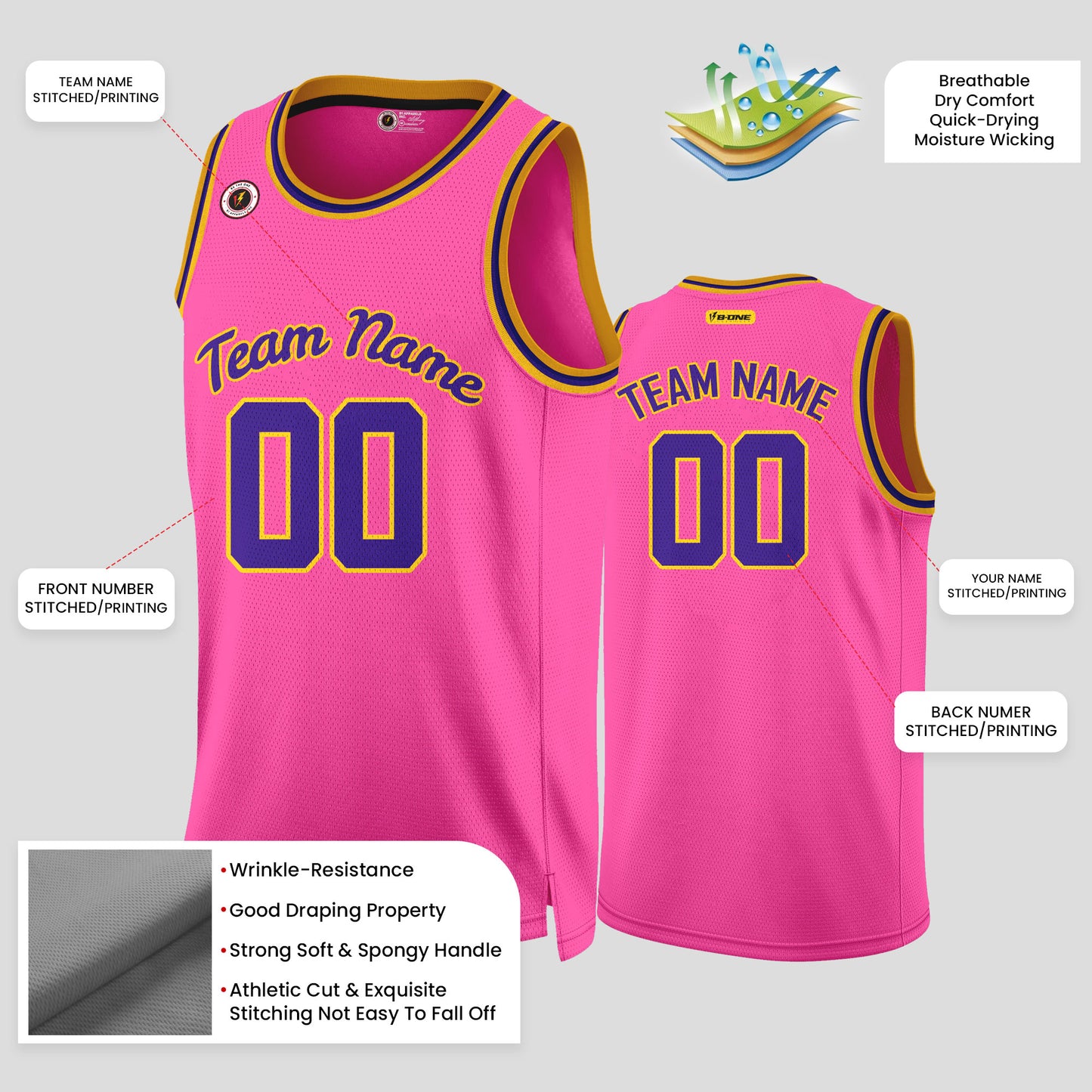 Custom Team Club Pink & Blue Basketball Jerseys – Personalized & Bold