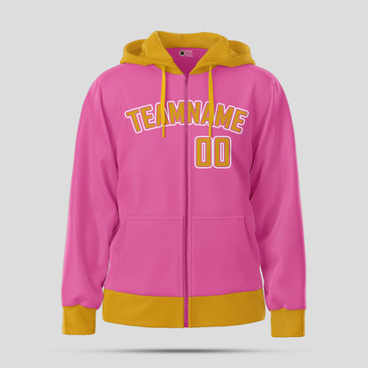 Custom Pink and Yellow Team Club Pullover Sweatshirts Hoodie