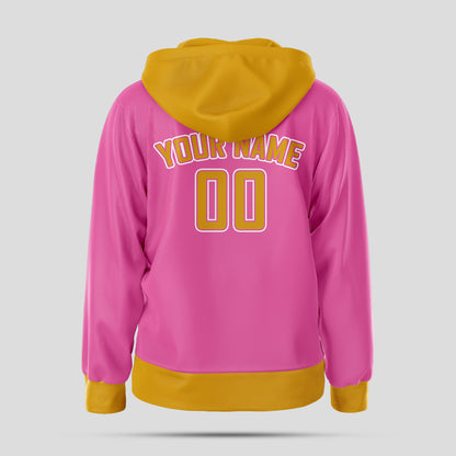 Custom Pink and Yellow Team Club Pullover Sweatshirts Hoodie